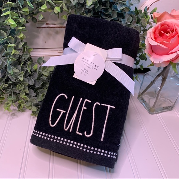 Rae Dunn Other - Rae Dunn GUEST Black Hand Towels Set of 2